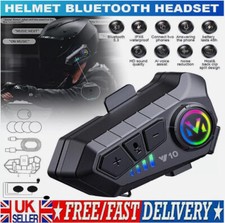 Bluetooth 5.3 Motorcycle Helmet Headset Wireless Call Motorbike Headphone + Mic