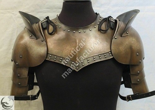 Medieval Warrior Pauldrons Shoulder & Armor Gorget LARP Cosplay Knight - Picture 2 of 5