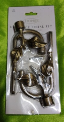 Home Vtg New Gold Brass Tone Leaf Twig Metal Curtain Holdbacks Set Of 2