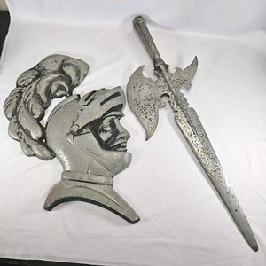 Large Vintage Halberd Sword 25" Medieval Knight Wall Decor Hanger Axe Cast Metal