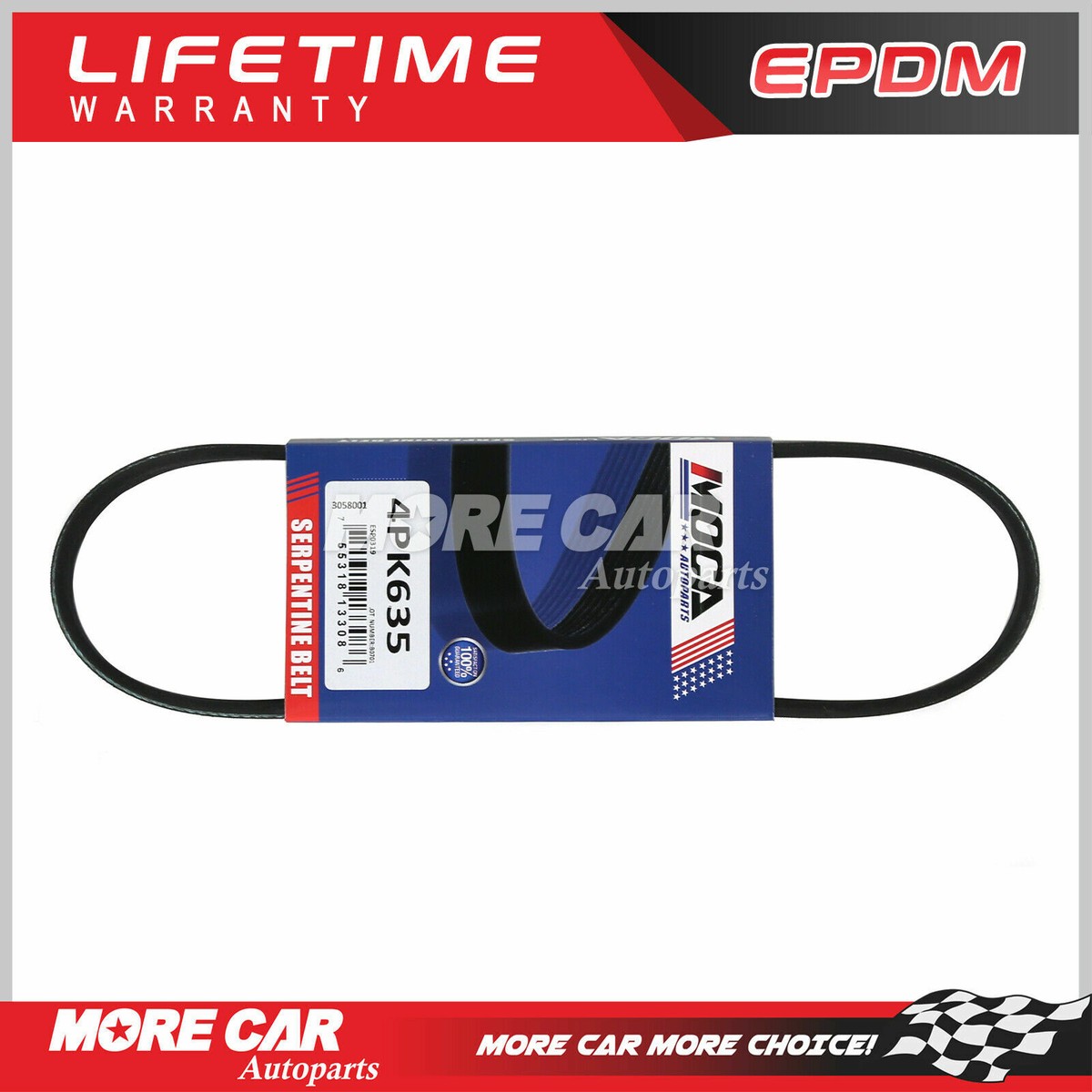 EPDM Serpentine Belt 4PK635 for 86-87 Mazda 626 2.0L 93-95