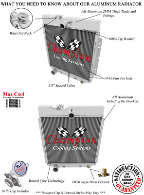 Atom Champion 3 Row Radiator for 1966 - 1977 Ford Bronco 6 Cylinder Engine