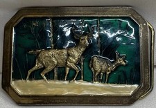 Great American Buckle Co Vintage 1976 Limit Ed Buck/Doe Deer Belt Buckle 520 USA