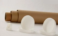 White 45mm Diameter Plastic End Caps Tube Cover for Cardboard Mail Postal Tubes