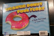 BIG MOUTH TOYS PINK DOUGHNUT SHAPE SWIMMING POOL RAFT FLOAT TUBE FAKE FOOD DONUT