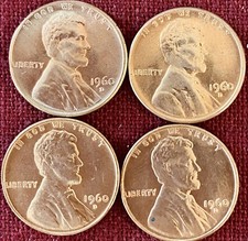 1960-D BU Lincoln Memorial Cents - Small And Large Dates, Two Of Each - Lot Of 4