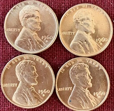 1960-D BU Lincoln Memorial Cents - Small And Large Dates, Two Of Each - Lot Of 4
