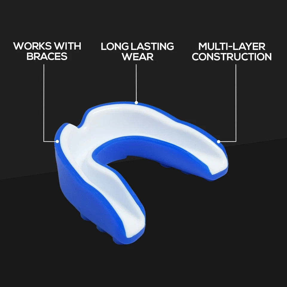 Paquete de 2 protectores bucales Beast Fang boxeo adulto azul + negro + estuche de transporte Foto 2 de 4