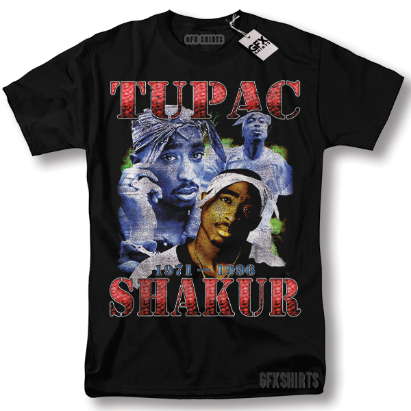 FILA Maglietta 2pac Thug Life All Eyez On Me Rap Tee Tupac Shakur Death Row Maglietta