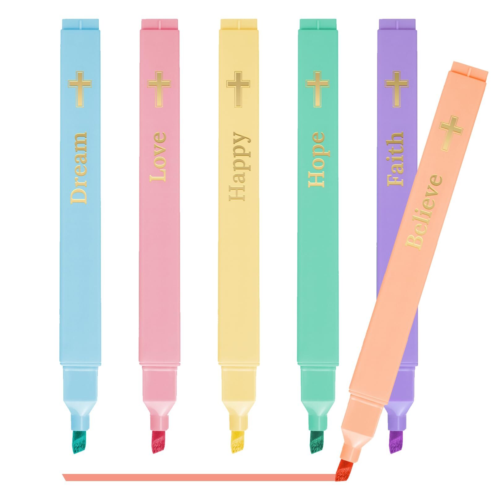Bible Highlighters Set, 6pcs Cute Pastel Assorted Colors Hightlighters No Ble...-image