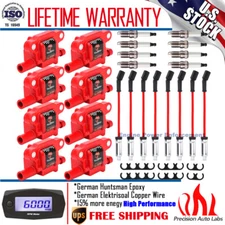 Square Ignition Coil & Spark Plug & Wire Set For Chevy Silverado 1500 Tahoe GMC