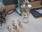 VINTAGE Gold Floral and GLASS DECANTER and Seven Shot GLASSES SET — photo 3
