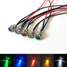 LED Indicator Warning Signal Light 8mm Thread Metal 6V 12V 24V~220V Panel Mount