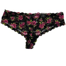 NWT TORRID Thong Pantie Underwear Sz 0X Lace Black Pink Floral