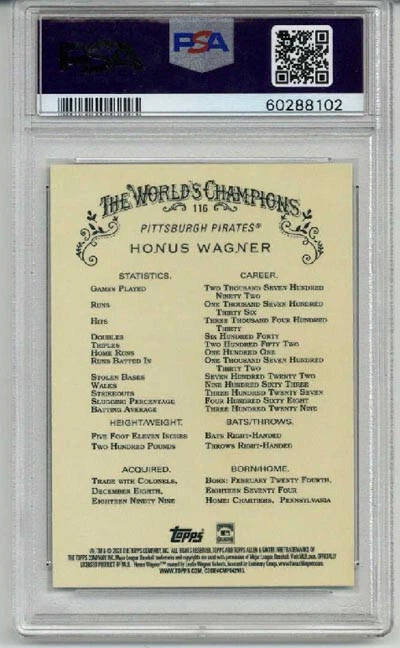 2020 TOPPS ALLEN & GINTER CHROME #116 HONUS WAGNER PIRATES PSA 10 LOW POP RARE - Image 2 of 2