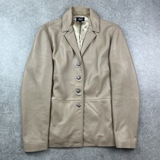 Vintage Mexx Camel Brown/beige Real Leather Jacket Glossy Effect Finish Uk 12