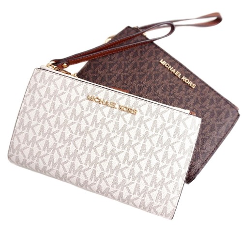 Porte-monnaie Michael Kors Jet Set Travel Double Zip Vanille Neuf - Photo 12 sur 12