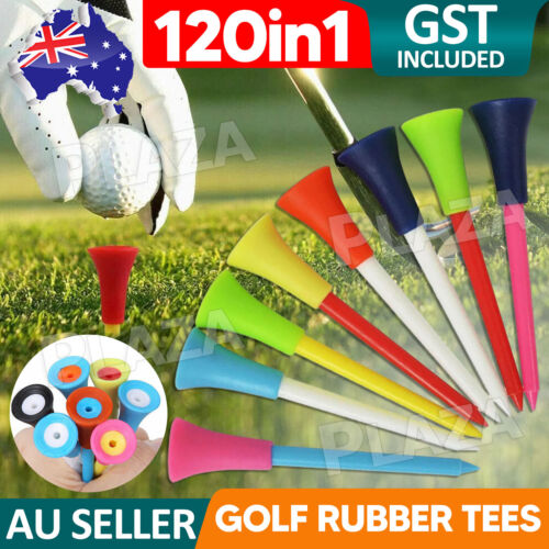 120x 83mm Golf Tees Multi Color Plastic With Rubber Cushion Top Quality Durable - Picture 1 of 11