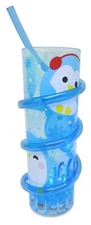 Flashing Blue LED Lights Straw Tumbler Drinking Cup - Holiday Time Kids - New