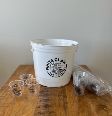 White Claw Ice Bucket & 40 3.5 oz Cups - NEW - Hard Seltzer Branded Merchandise