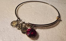Beautiful Alex And Ani Garnet Stone  Charms Bracelet January Birthstone