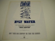 BAD COMPANY the wholly brilliant new album is HOLY WATER 1990 Promo Poster Ad