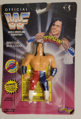 1995 WWE WWF BRITISH BULLDOG DAVEY BOY SMITH BEND-...