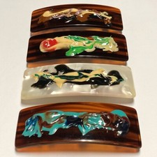 Barrette Large Hair Clip Colorful Modern Abstract Paint Splatter Made in France