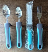 Adaptive Utensils Set - 4 Piece Weighted Set, Pulse Brand, Blue / Gray, New