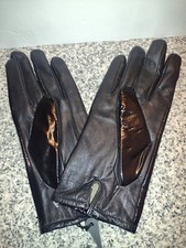 Ladies Leather Gloves Sz XL, Black Outer. Solid Brown Interior. Worthington. NEW