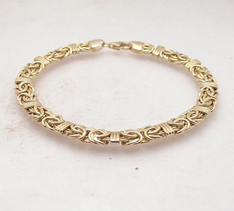 Domed Status Bar Byzantine Bracelet Lobster Clasp Real 14K Yellow Gold QVC - Image 2 of 4
