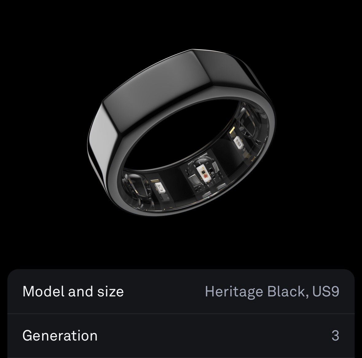 Oura ring Gen3 Heritage Black US 12