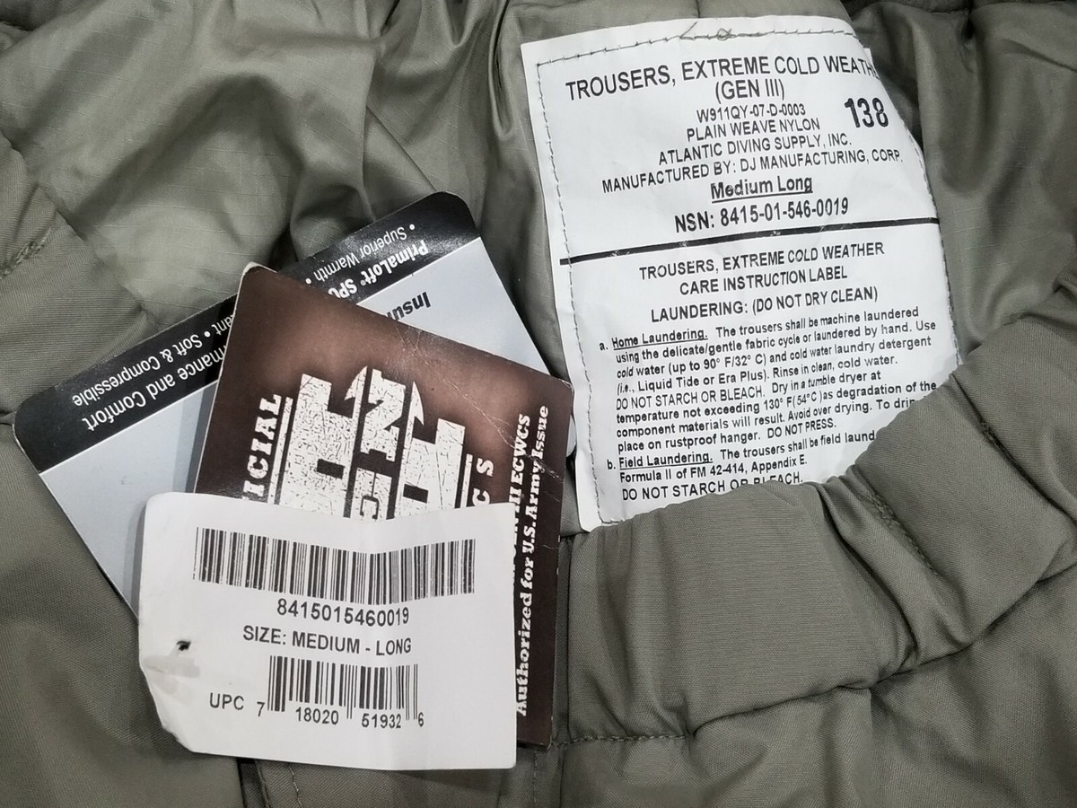 USGI Primaloft GEN III L7 Level 7 Parka OR Trouser/Pant ECWCS Extreme Cold