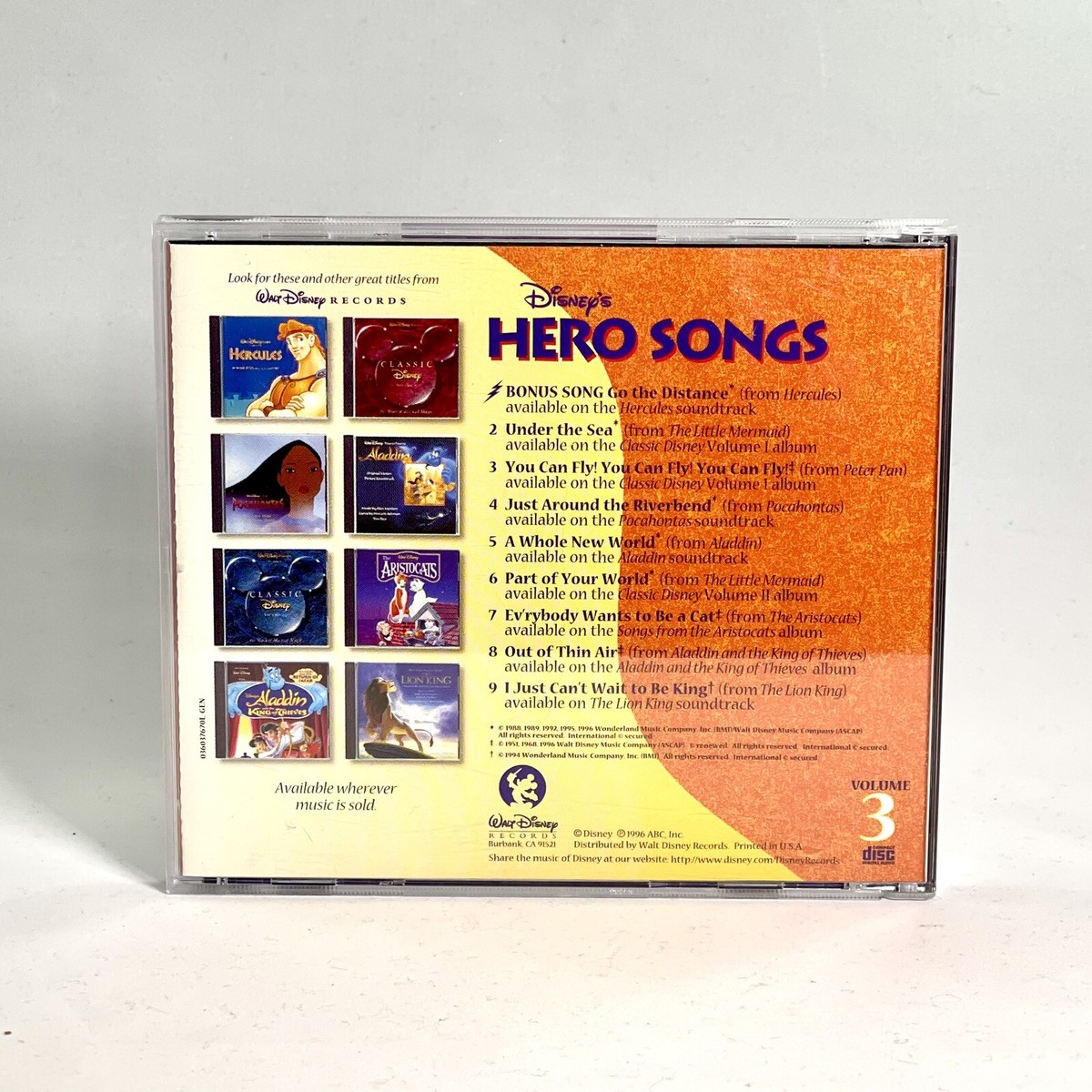 Disney's Hero Songs, Vol. 3 CD 1996 Walt Disney Records McDonald's