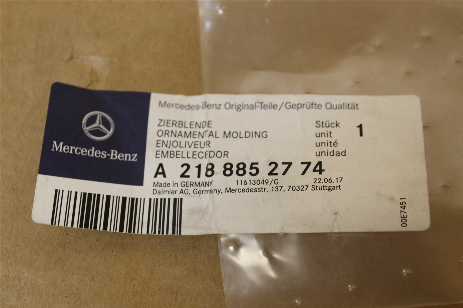 Mercedes-Benz CLS C218 AMG Front Bumper Left Molding A2188852774  