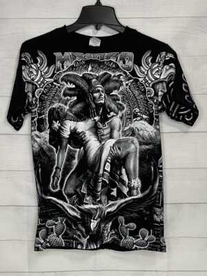 Yazbek Adult Size Small Moctezuma Aztec Warrior Mexico All Over Print T-Shirt