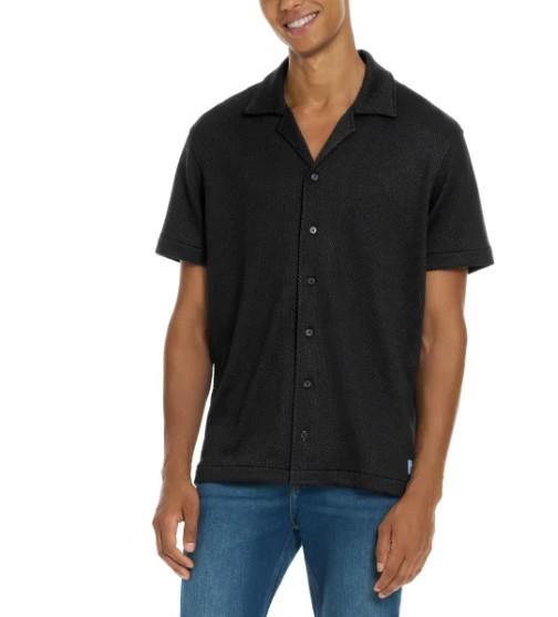 Scotch & Soda Men's Jersey Short Sleeve Button Up Shirt Relaxed Fit Black Size L