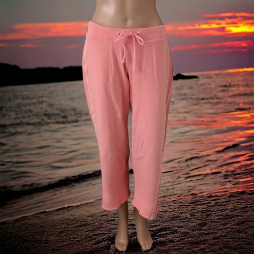 Y2K Vintage Sweatpants M Womens Cropped Baggy Joggers Low Rise Wide Leg Coral