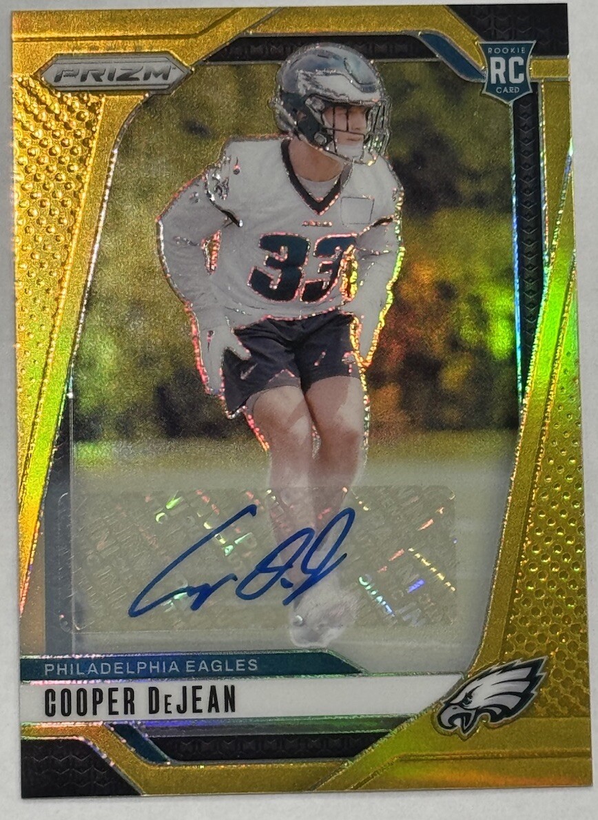 2024 Panini Prizm Cooper DeJean #321 Rookie RC True Gold Auto /10 Eagles