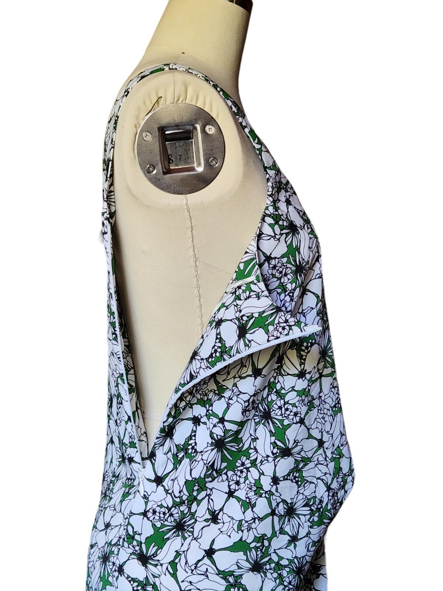 $714 Cedric Charlier White Green Floral Midi Dress Sleeveless US 6 I 40 |  eBay