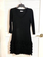 Calvin Klein Women’s Petite Dress  Black Fringe Sweater