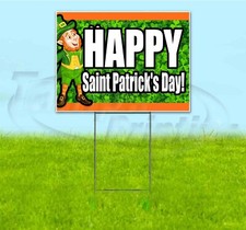 HAPPY SAINT PATRICK'S DAY 18x24 Yard Sign WITH STAKE Corrugated Bandit USA IRISH