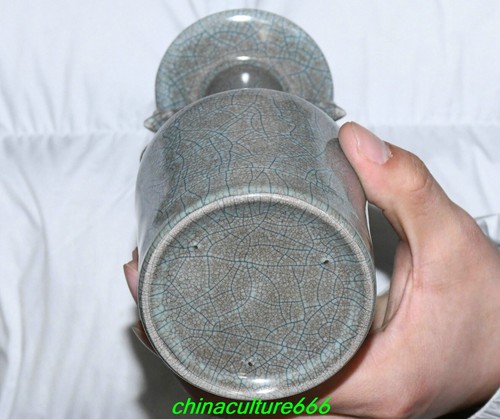 7.1''Chinese Song Dynasty Ru Kiln Porcelain Double Dragon Ear Flower Bottle Vase - Picture 7 of 7