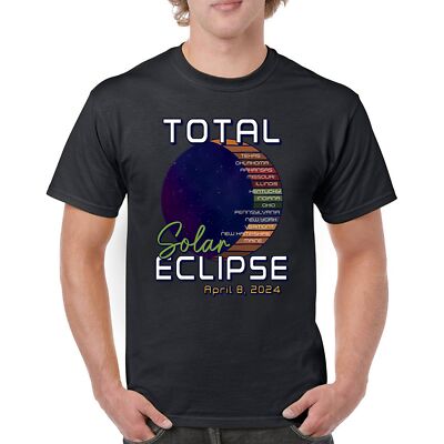 Total Solar Eclipse Path T-shirt April 8 2024 Watch Party Sun Moon Men's Tee