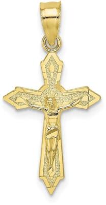 10k Yellow Gold w/ Arrow Pointed Ends Crucifix Pendant