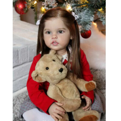 30in Lifelike Finished Reborn Baby Doll Toddler Rooted Long Hair Handmade Gifts