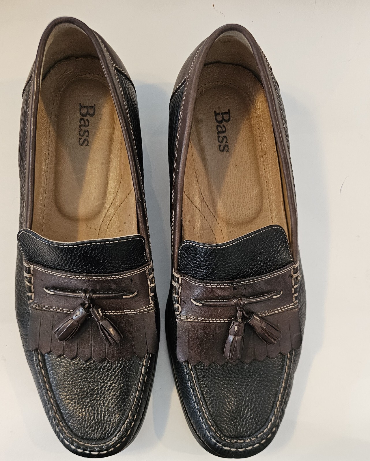 SAOLA Mocassini Bass & Co scarpe eleganti uomo taglia 11 1 2 nero pelle marrone