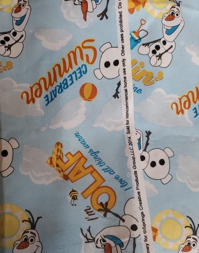 Vntg OOP Sewing Fabric Springs Disney Frozen Olaf Summertime 1/2ydx45" Blue - Picture 4 of 7