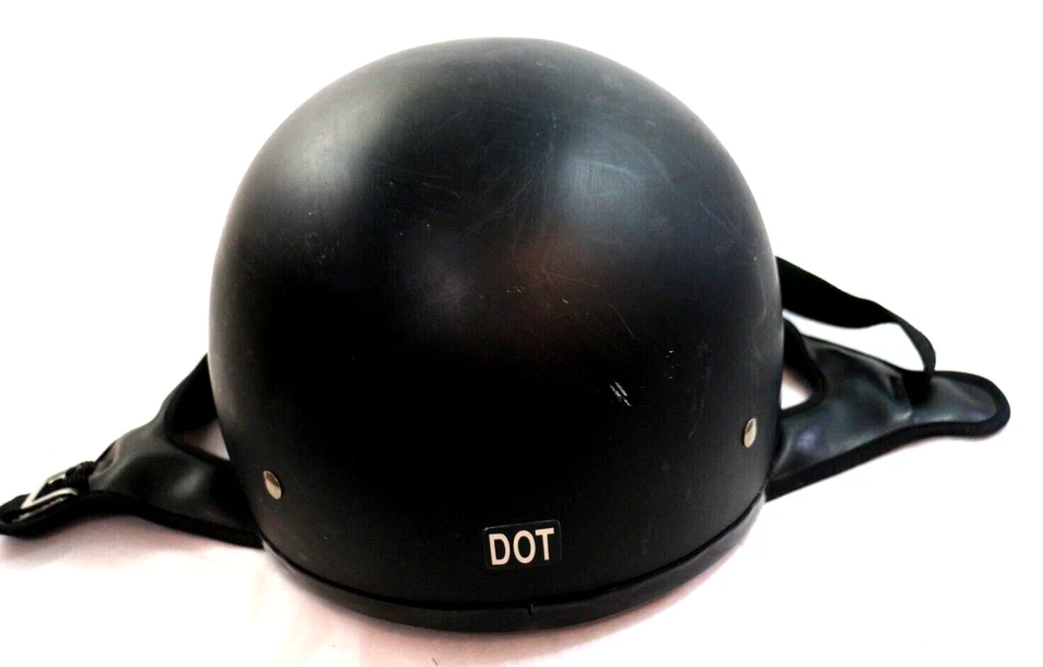 Medio casco plano negro original de motocicleta Rodia talla pequeña modelo #RHD200 Foto 3 de 4