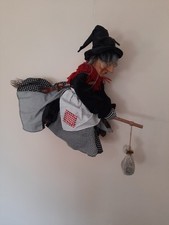 Vintage White Witch Model Fully Clothed Witch Doll  Collectable With Broomstick